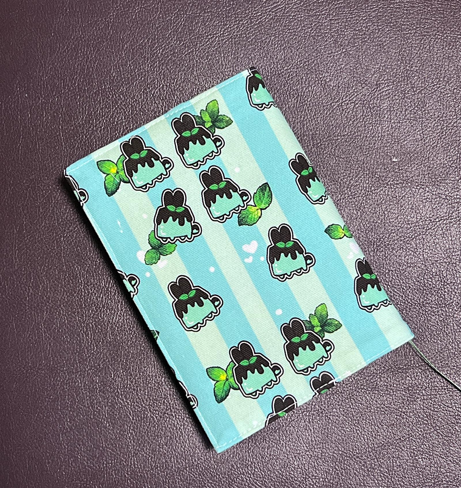 文庫用　ブックカバー　受注制作　うさぷりん　ミント　H136